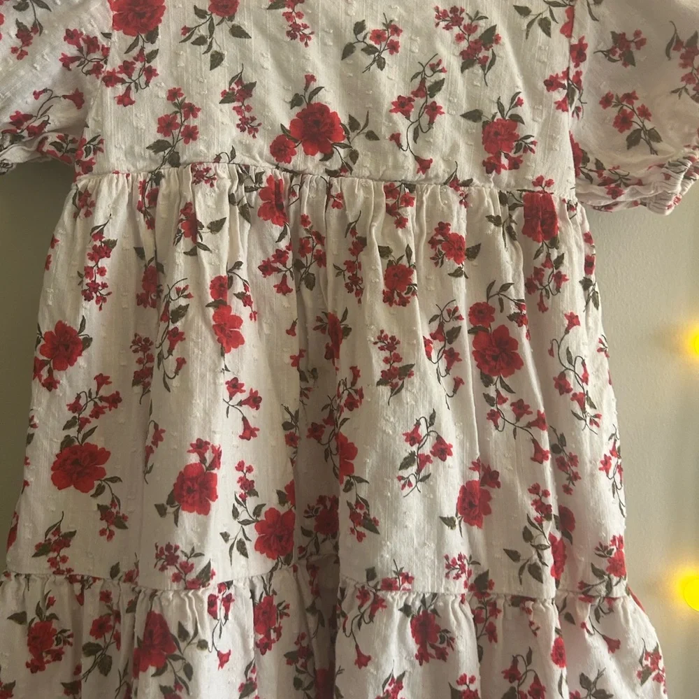Girls' Floral Tiered old navy Dress - Red Floral on Cream size 5T